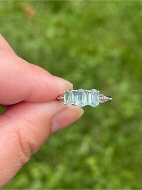 Green Kyanite 3 Stone Ring